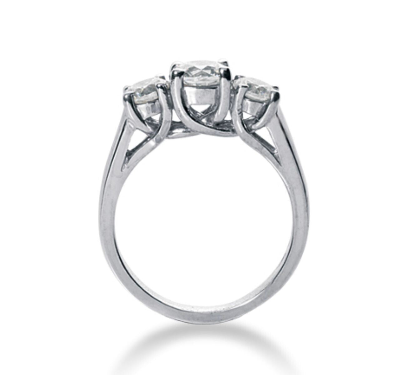 2.50 Carat Round Diamond Three 3 Stone Ring IGI Certified Lab Grown Platinum