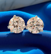 2 Ct Round 3 Prong D/F VVS-VS Lab Grown Diamond Stud Earrings 14k Gold Push Back