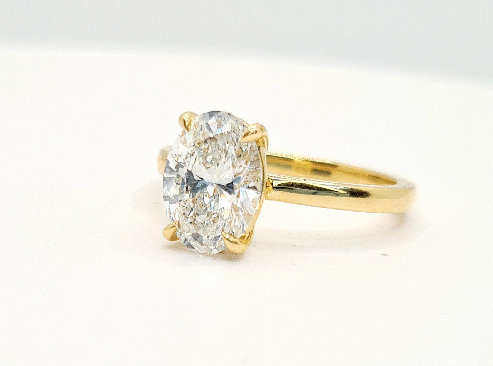 2.00 Ct Oval Lab Grown Diamond Ring 14k Yellow Gold IGI Certified E VS1 Sz 5.25