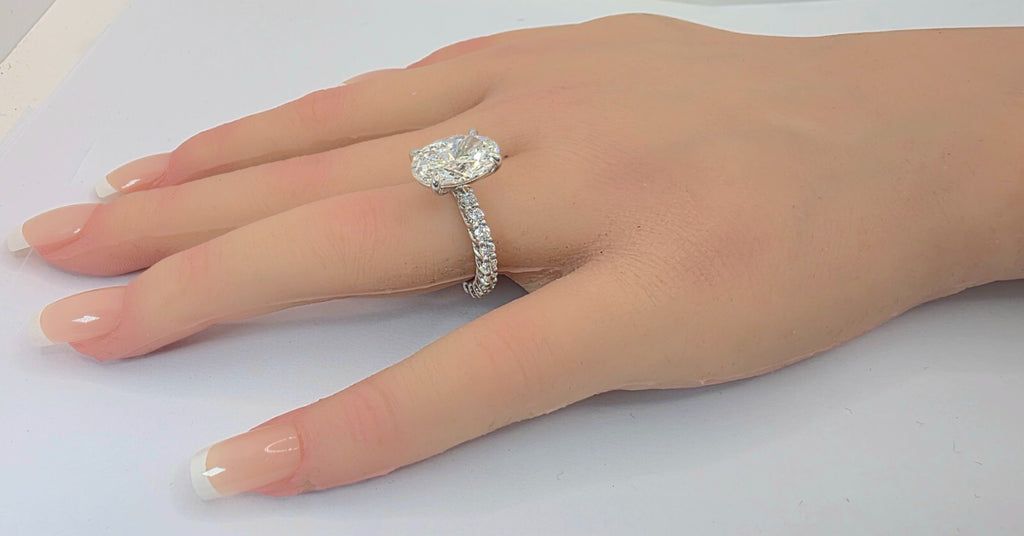 4.52 Ct D VS1 Carat Oval Lab Grown Diamond Ring IGI Certified 14k Gold