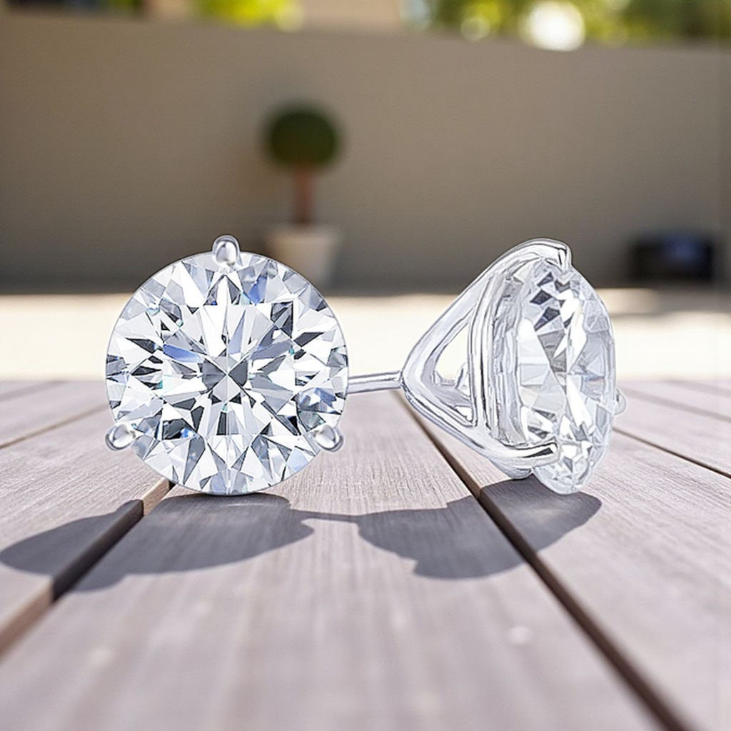 2 Ct Round Cut D/F VVS-VS Lab Grown Diamond Stud Earrings 14k Gold Screw Back