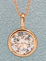 Load image into Gallery viewer, 3.00 Ct E VVS2 Round Lab Grown Diamond Bezel Pendant 14k Rose Gold IGI Certified