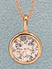 3.00 Ct E VVS2 Round Lab Grown Diamond Bezel Pendant 14k Rose Gold IGI Certified