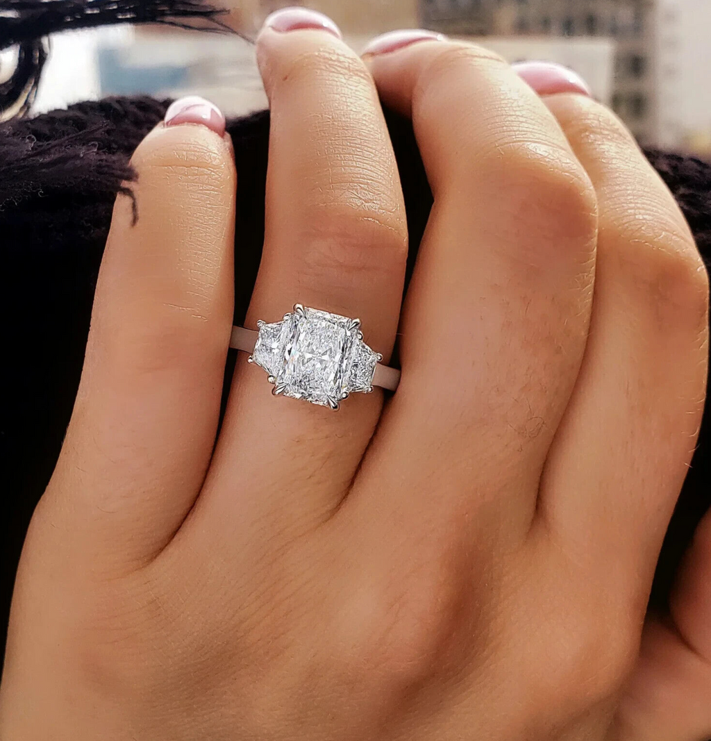 5.80 Carat E VS1 Platinum Radiant Cut Lab Grown Diamond Ring IGI Certified