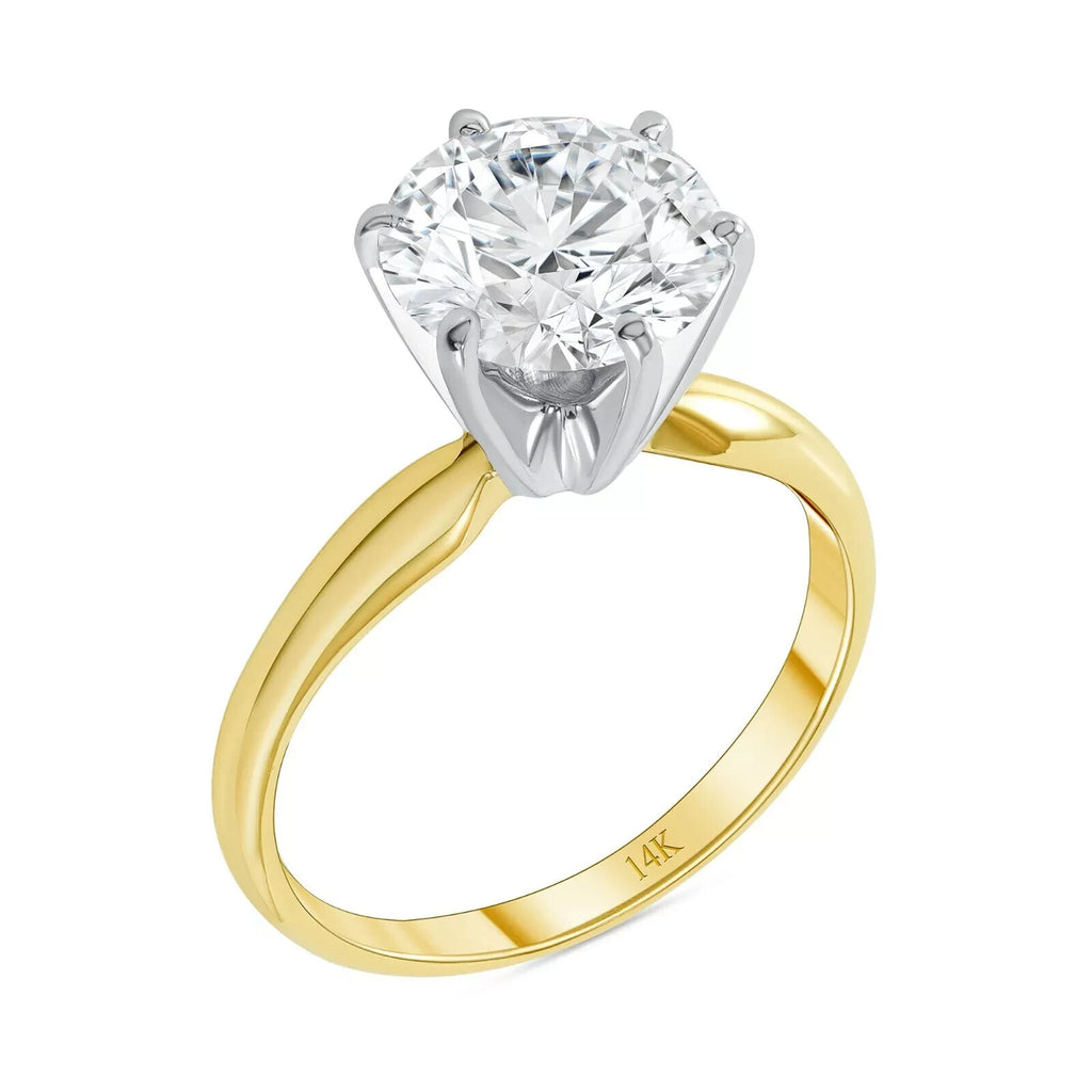 2.75 Ct G/VS Round 14K Yellow Gold Diamond Solitaire Engagement Ring Lab Grown