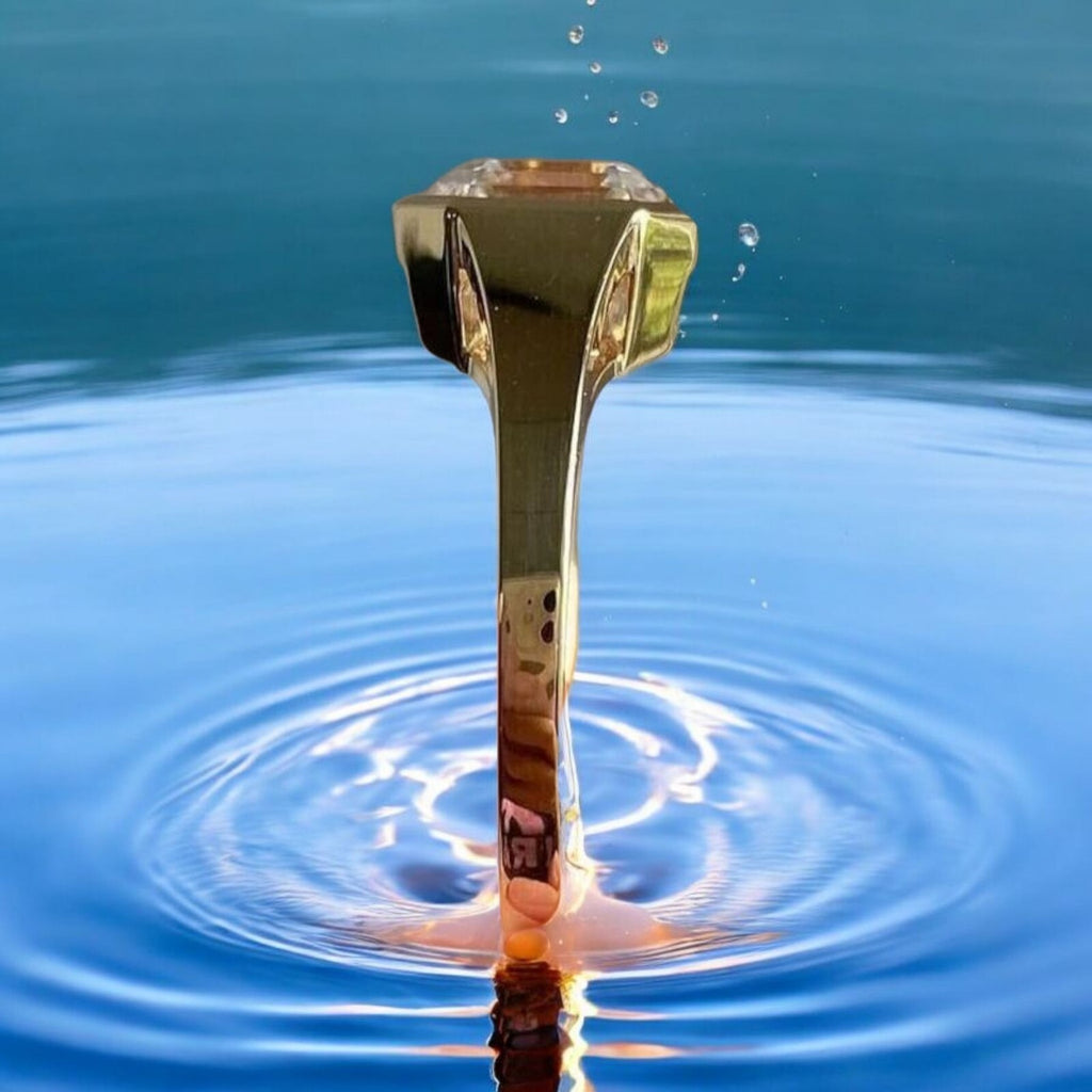 3.00 Ct Lab Grown Asscher Cut Diamond D VS1 Men's Ring 14k Yellow IGI Certified