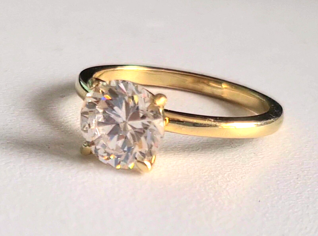 1 Carat F VS2 14k Yellow Gold Round Lab Grown Diamond Ring IGI Certified