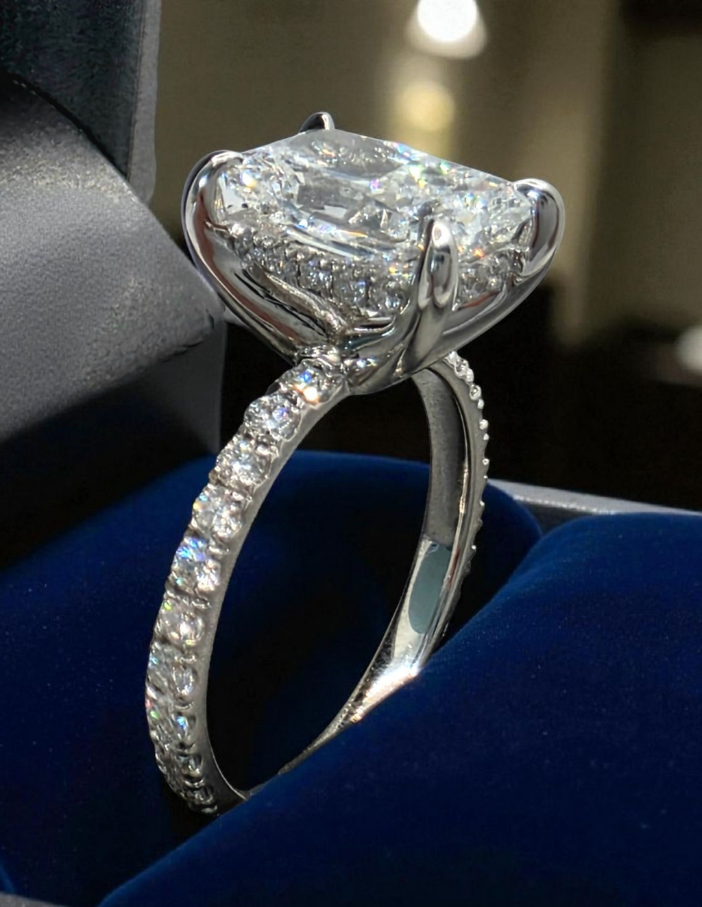 2.70 Radiant D VS1 14k White Lab Grown Diamond Ring IGI Certified