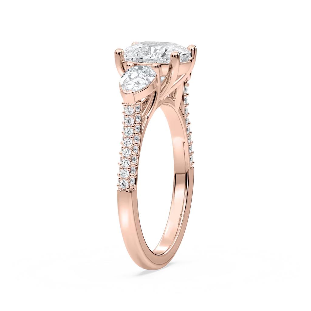 4.18 Ct E VS1 Cushion Lab Grown Diamond Ring 14k Rose Gold IGI Certified