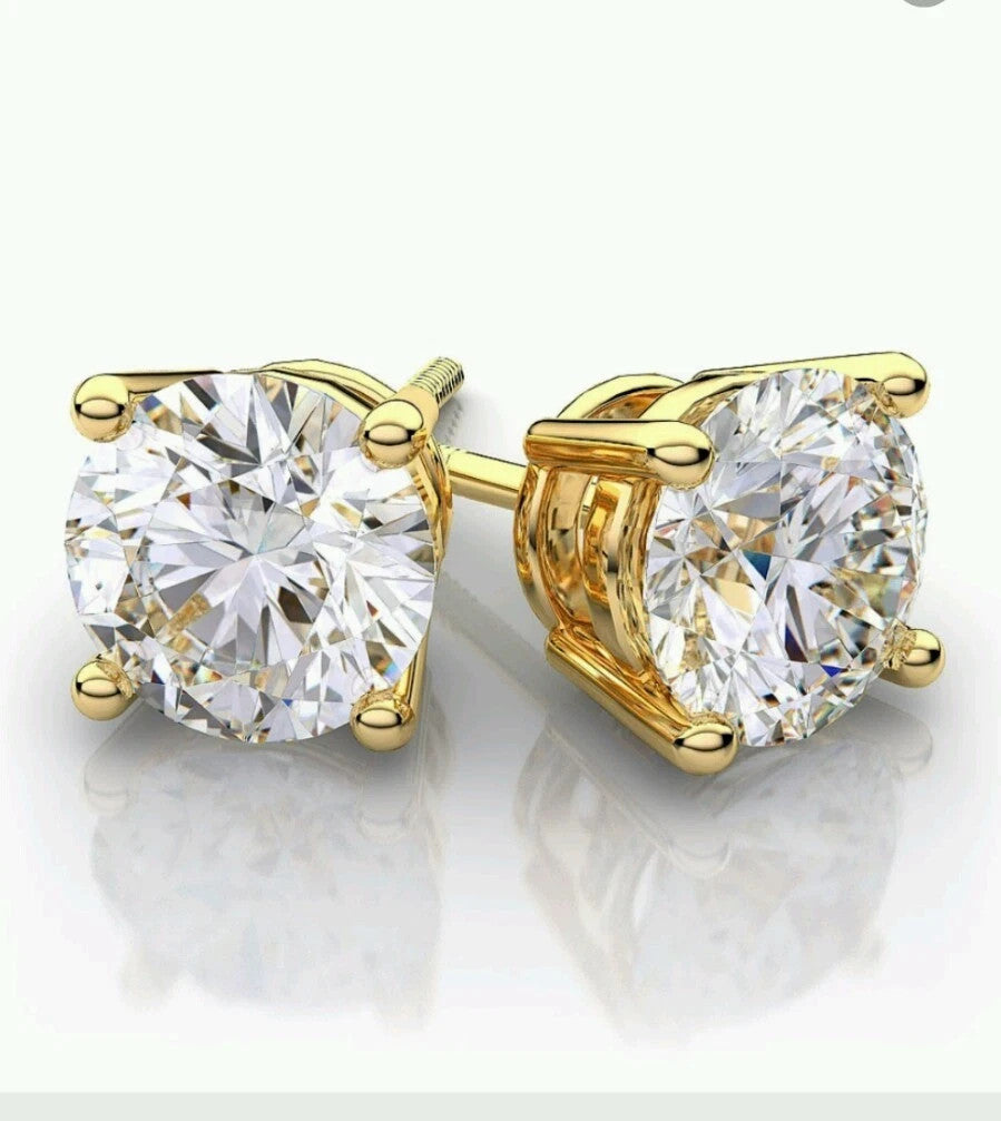 5.00 Ct E VVS2 Round Screwback Lab Grown Diamond Stud Earrings 14k IGI Certified