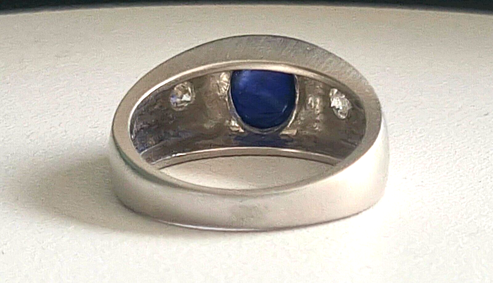 3.44 Carat Natural Sapphire and Diamond Pinky Ring 14k White Gold GIA Certified