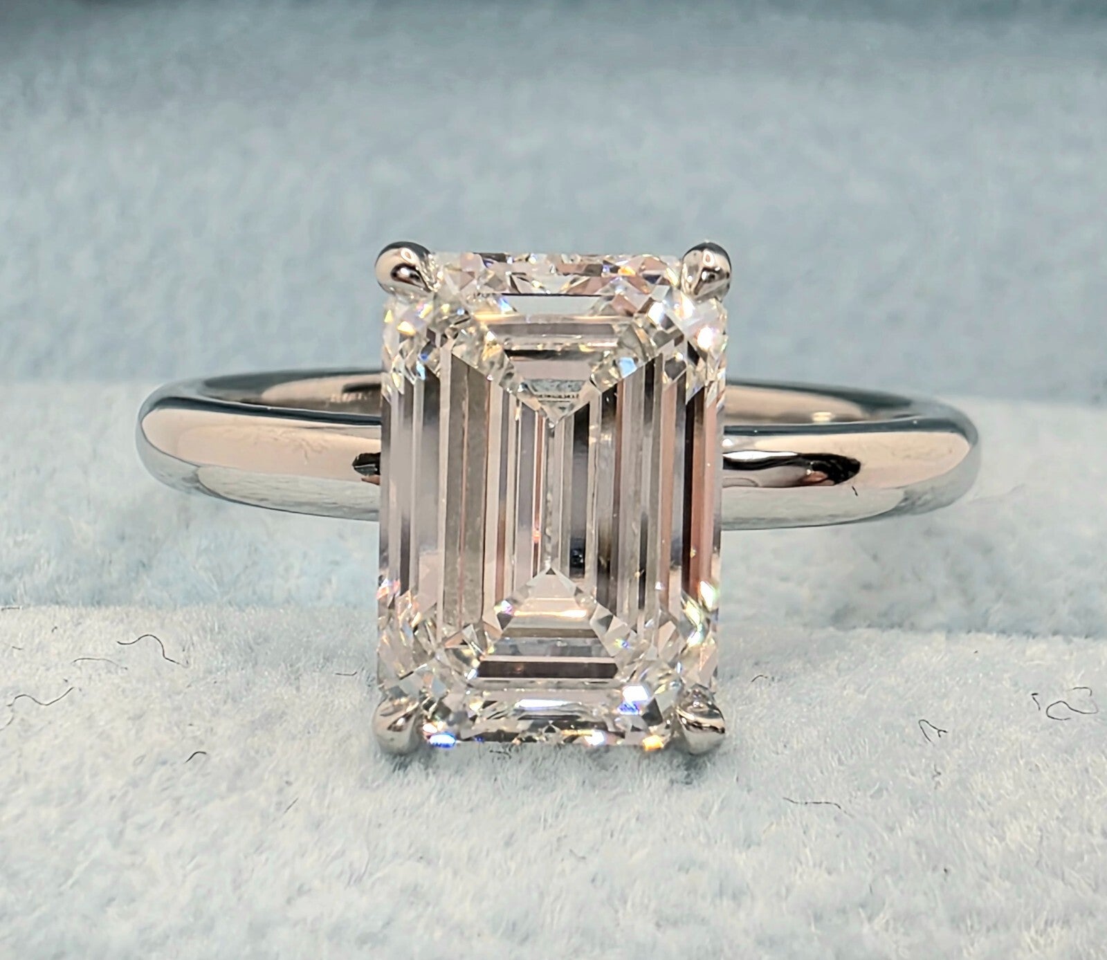 3.03 Ct E VS1 Emerald Cut Lab Grown Diamond Ring IGI Certified Platinum