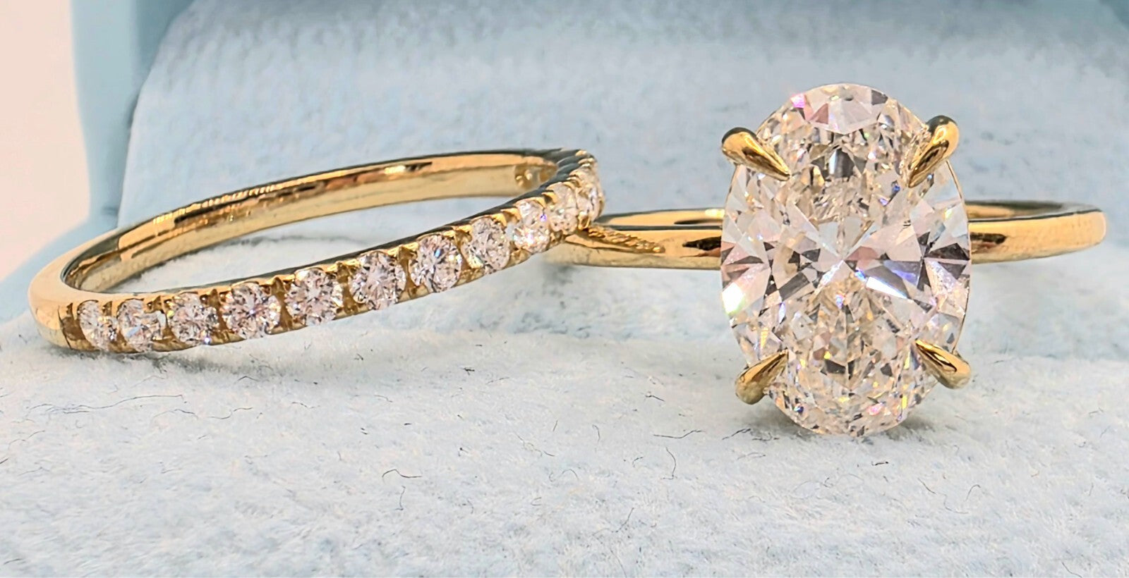 3.50 Ct E VS1 Lab Grown Oval Diamond Ring With Band IGI Certified Diamond