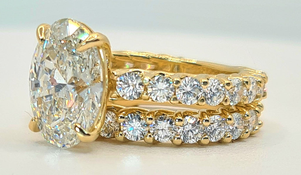 6.68 Ct E VS1 Lab Grown Diamond Engagement Ring With Band IGI Certified Diamond