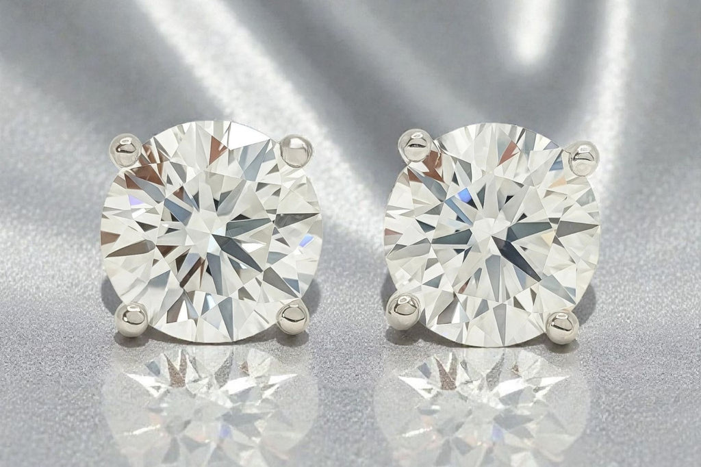 4.00 Ct D VVS2 Round Lab Grown Diamond Studs Push Back Platinum IGI Certified