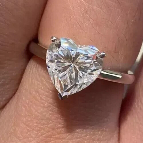 3 CT E VS1 Heart Shaped Diamond Engagement 14k Ring Lab Grown IGI Certified