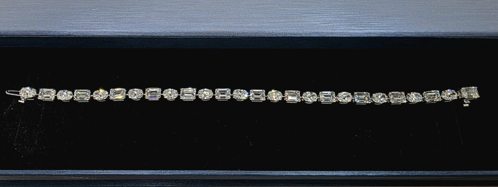 14.19 Ct Alternating Lab Grown Diamond Bracelet Authenticated by GIA E-F VS