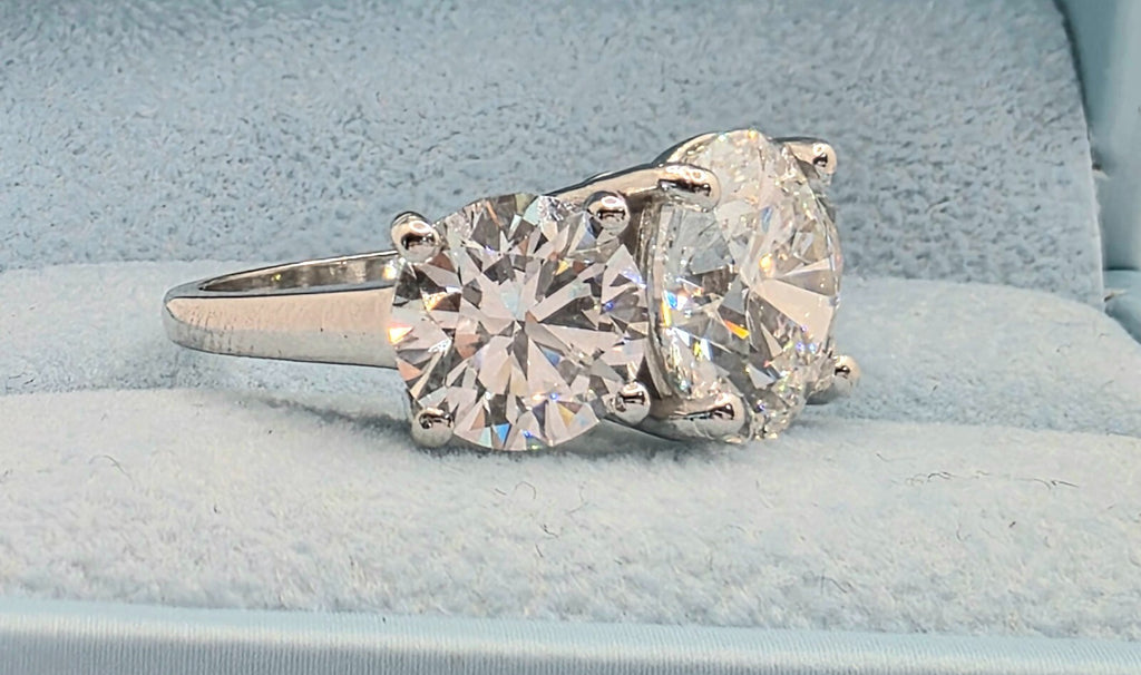 10.00 Carat Round Diamond Three 3 Stone Ring IGI Certified Lab Grown 14k White