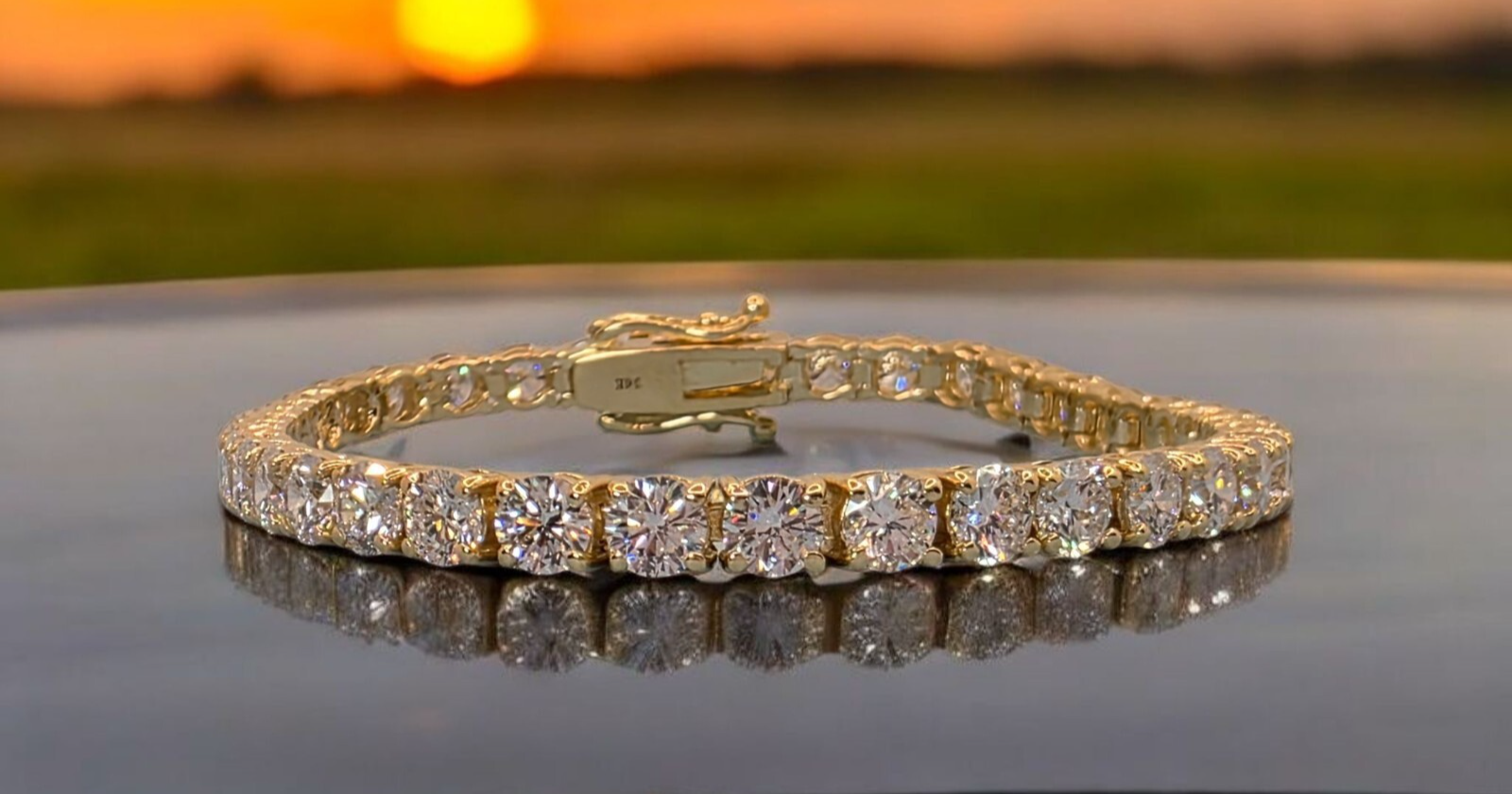 11 Ct TW Round Diamond 7" Tennis Bracelet 14k Yellow Gold Lab Grown Color D VS