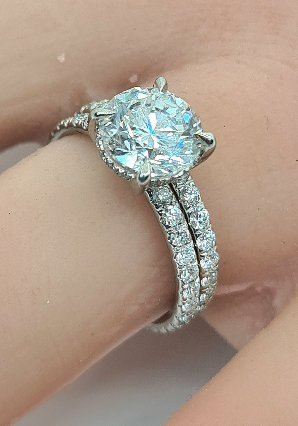 4.00 Ct E VS1 Lab Grown Diamond Engagement Ring With Band IGI Certified Diamond