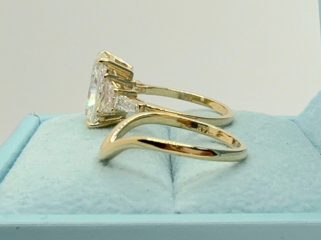 4.70 Ct E VS1 Radiant Lab Grown Diamond Ring IGI Certified 14k Gold W/ Band