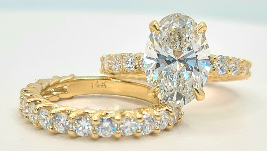 6.68 Ct E VS1 Lab Grown Diamond Engagement Ring With Band IGI Certified Diamond