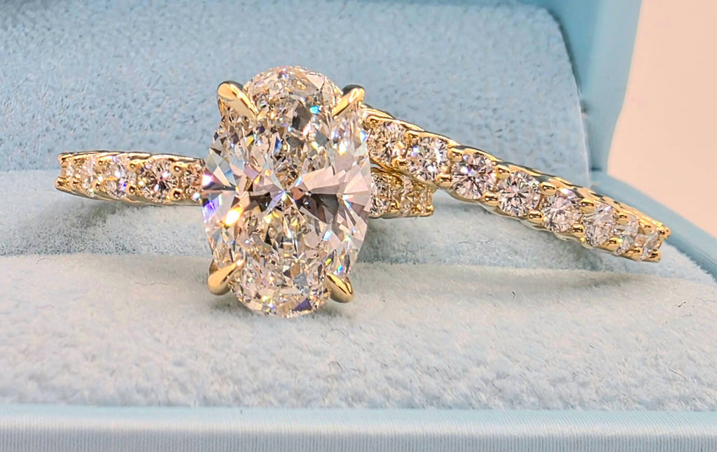 6.68 Ct E VS1 Lab Grown Diamond Engagement Ring With Band IGI Certified Diamond