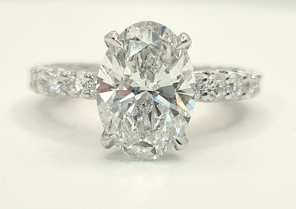 6.50 Ct F VS1 Carat Oval Lab Grown Diamond Ring IGI Certified 14k Gold Sz 5.5