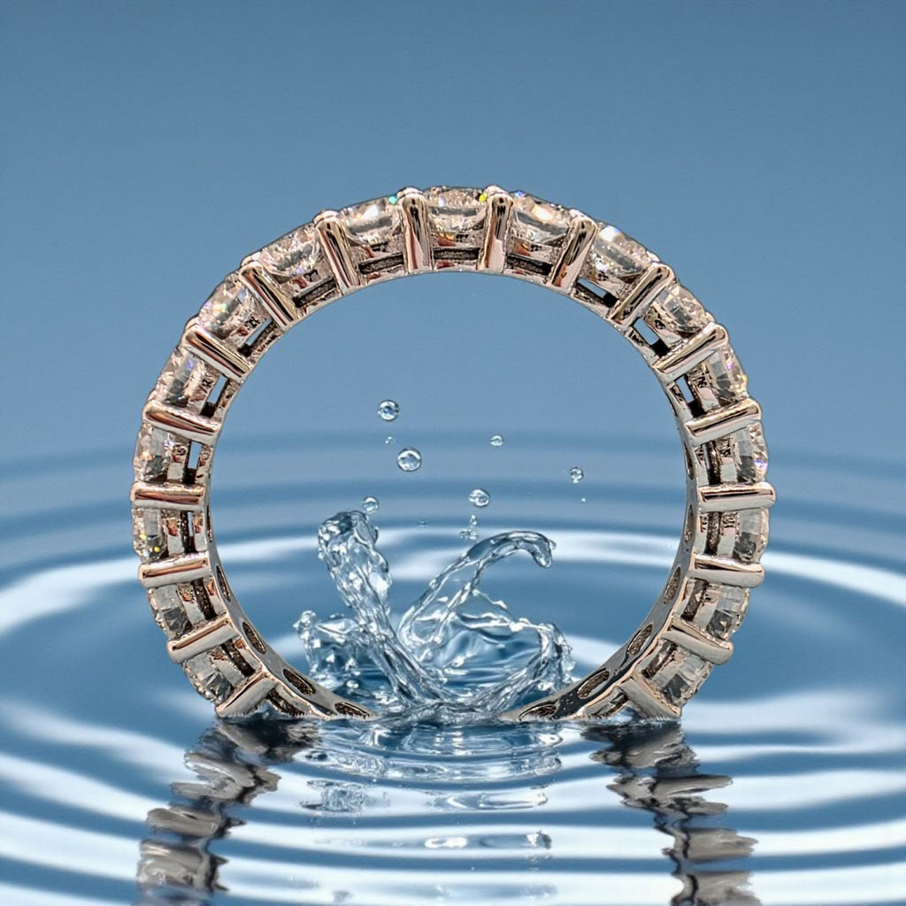 2.50 Ct Round Lab Grown Diamond Eternity Band Ring 14k D-E VS GIA Authenticated