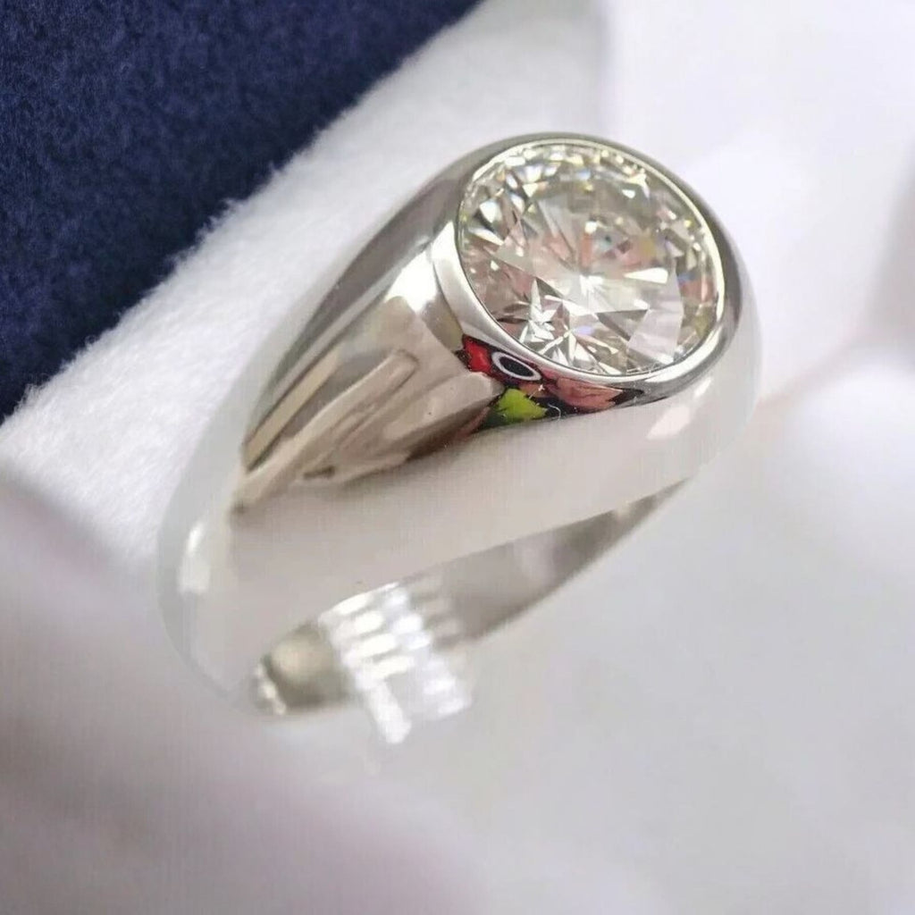 3.00 Ct D VS1 Lab Grown Round Diamond Men's Ring 14k White IGI Certified