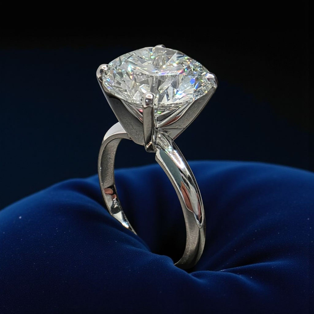 5.00 Ct E VS1 Round Solitaire Platinum Lab Grown Diamond Ring IGI Certified