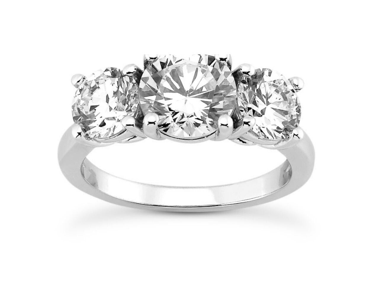 2.50 Carat Round Diamond Three 3 Stone Ring IGI Certified Lab Grown Platinum