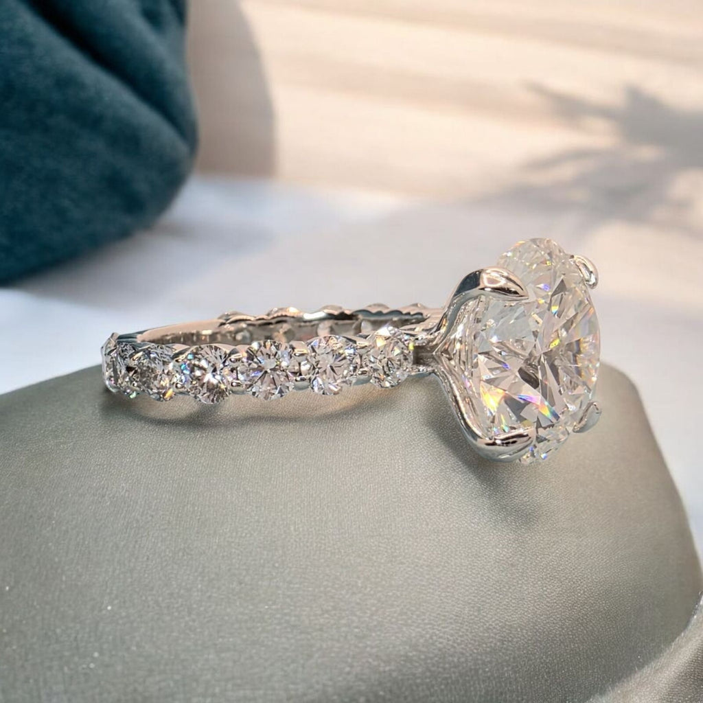 4.60 Ct D VS1 Round Diamond Engagement Ring IGI Certified Lab Grown 14k White