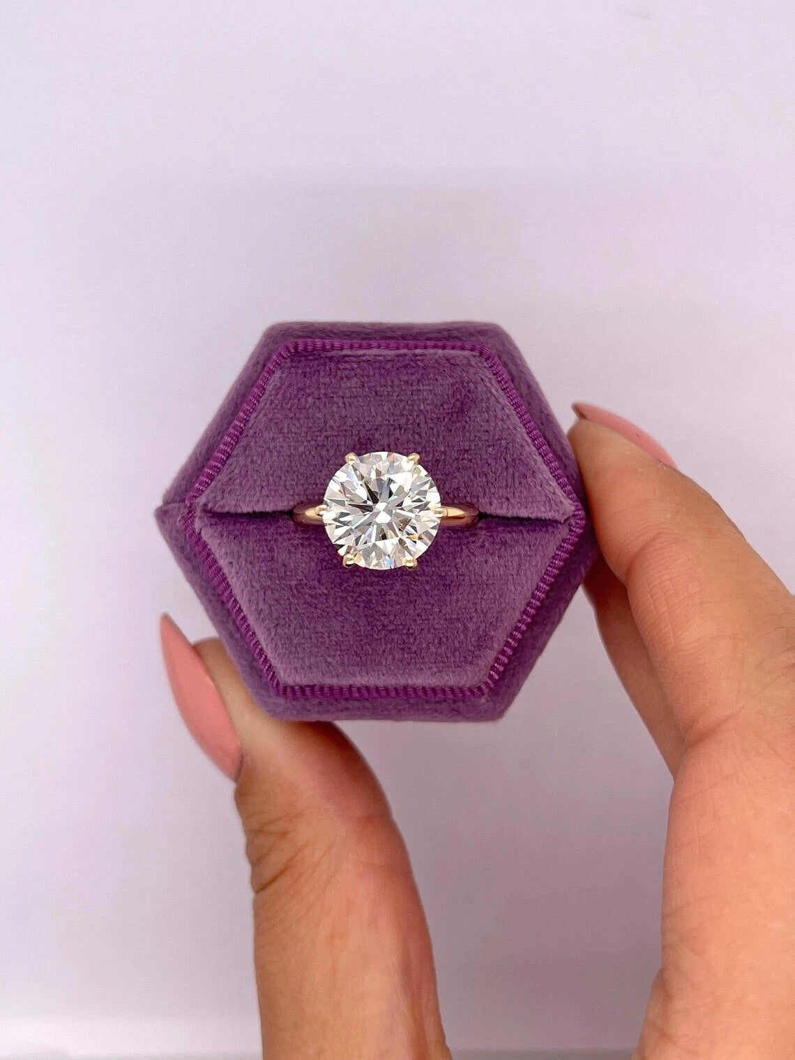 4.00 Ct G VS1 Round Solitaire Lab Grown Diamond Ring IGI Certified 14k Yellow