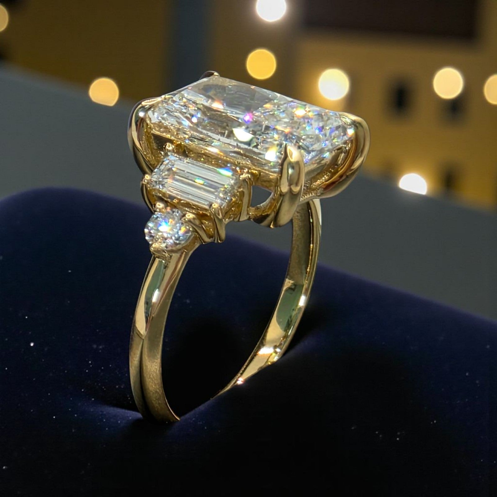 3.40 Ct Radiant E VS1 14k Yellow Lab Grown Diamond Ring IGI Certified