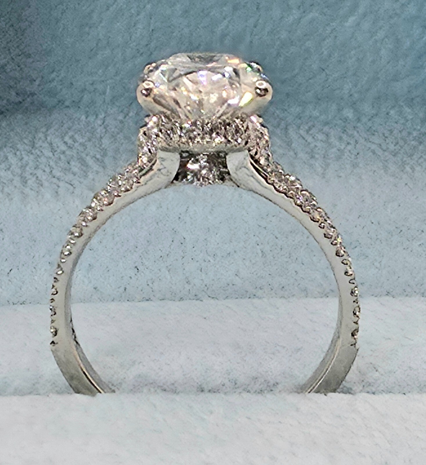3.50 Carat E VS1 Oval Diamond Engagement Ring IGI Certified Lab Grown 14k White
