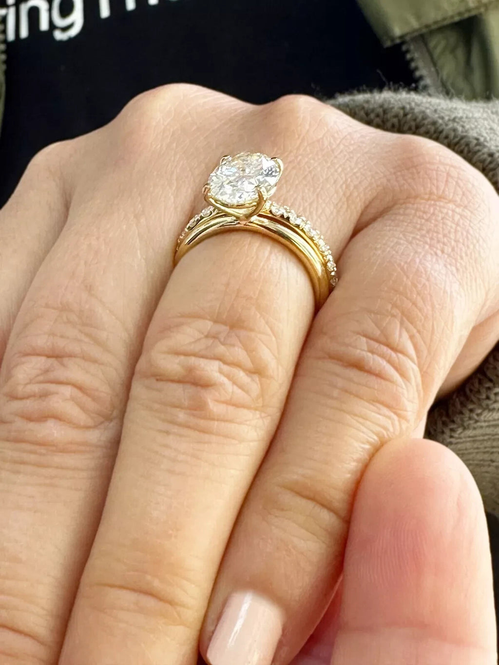 3.50 Ct E VS1 Lab Grown Oval Diamond Ring With Band IGI Certified Diamond