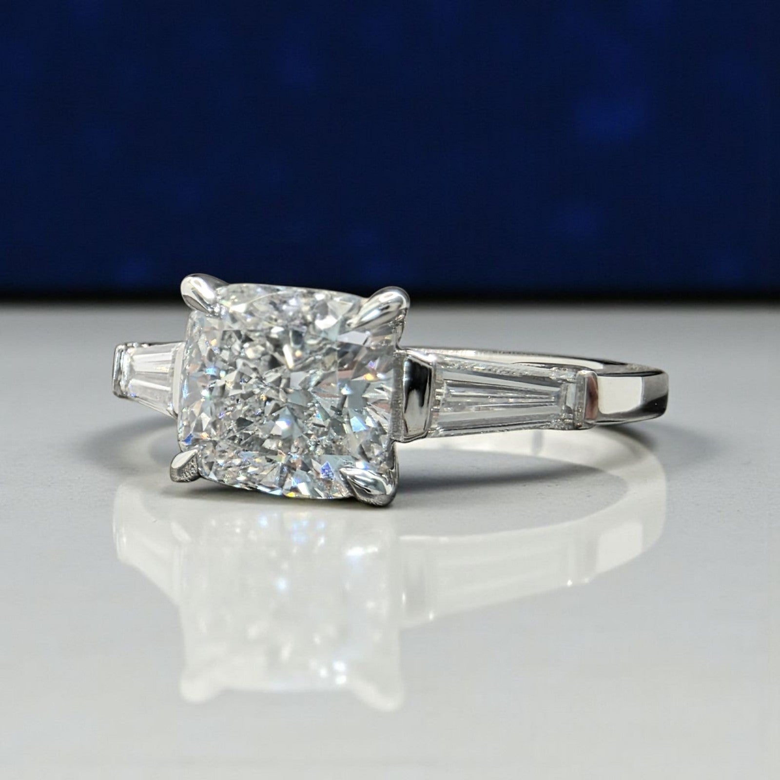 2.40 Ct D VS1 Cushion Lab Grown Diamond Ring 14k White Gold IGI Certified