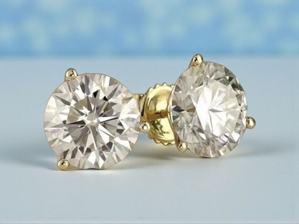 2 Ct Round Cut D/F VVS-VS Lab Grown Diamond Stud Earrings 14k Gold Screw Back