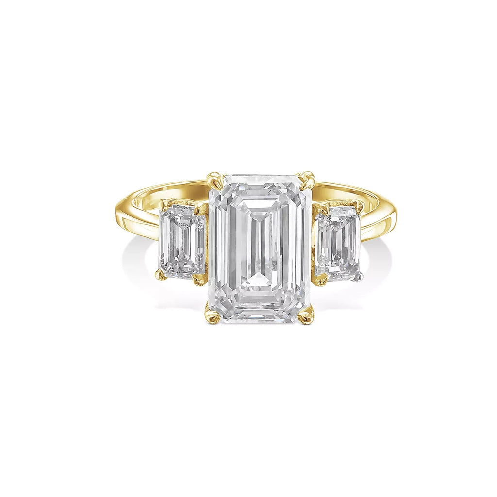 3.63 Ct E VVS2 14k White Gold Emerald Cut Lab Grown Diamond Ring IGI Certified