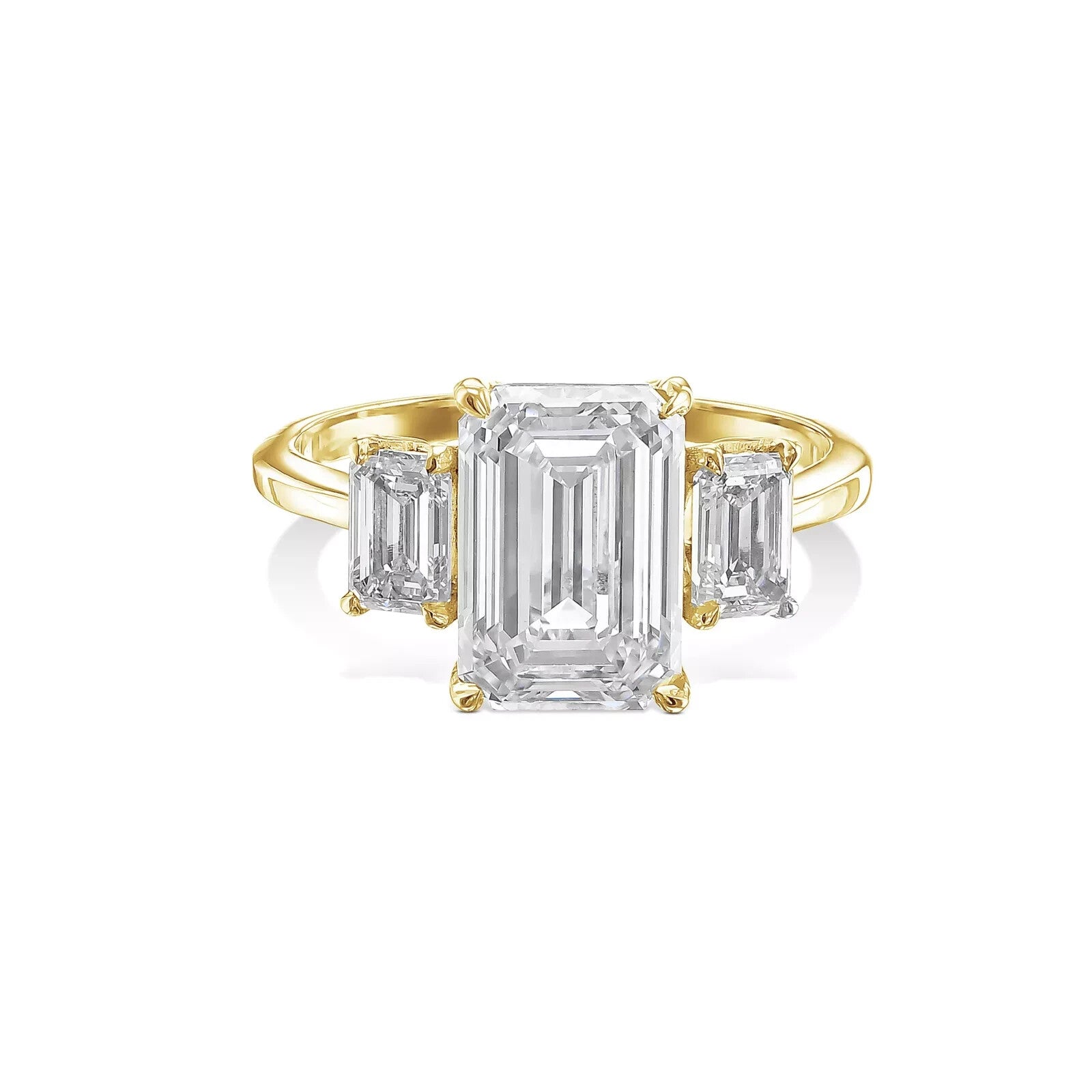 3.63 Ct E VVS2 14k White Gold Emerald Cut Lab Grown Diamond Ring IGI Certified
