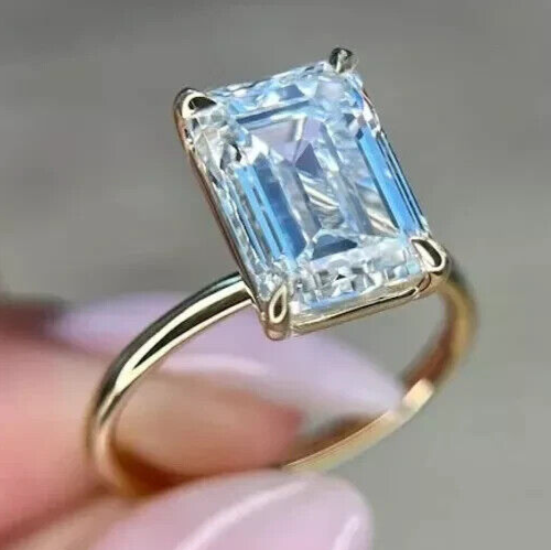 3.00 Carat F VVS 14k Yellow Emerald Cut Lab Grown Diamond Ring IGI Certified