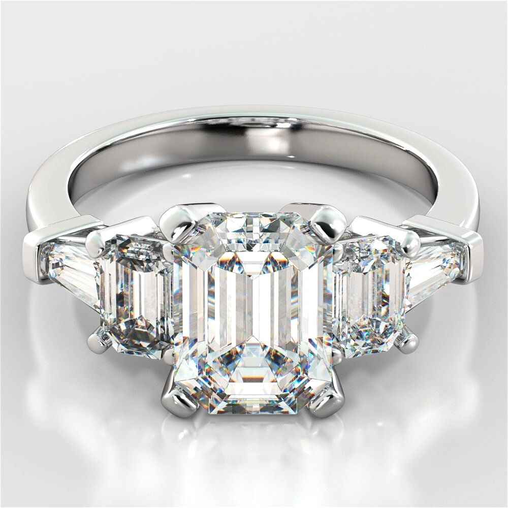 2.30 Ct Lab Grown Emerald Cut Diamond 5 Stone Ring IGI Certified GIA Authentic