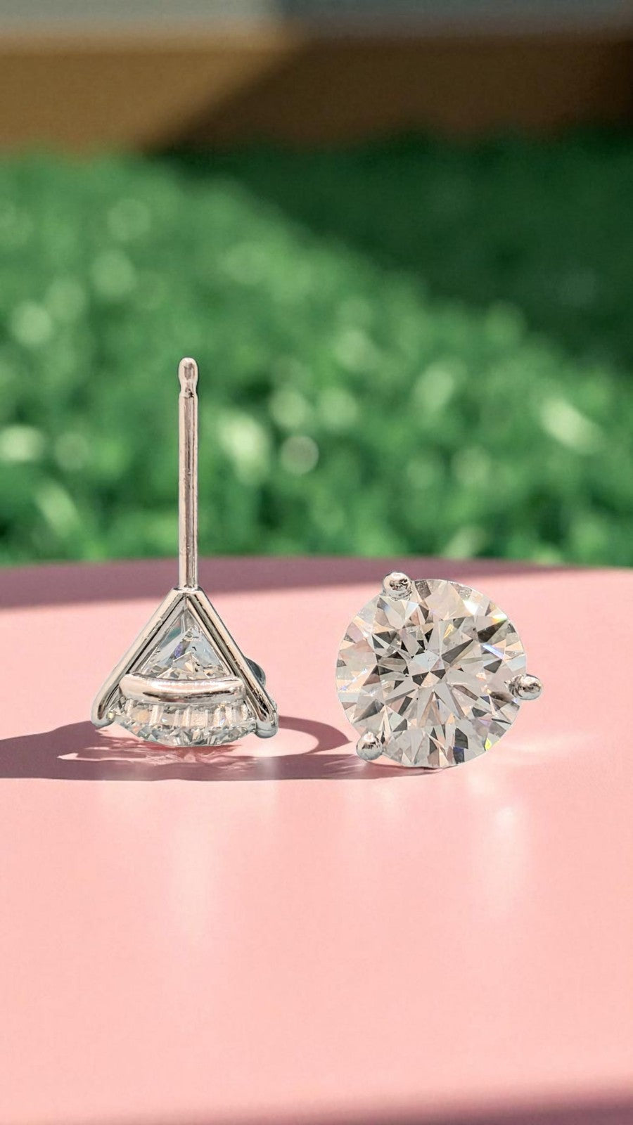 2.00 D VS1 Ct Round Lab Grown Diamond Studs Set in Platinum IGI Certified