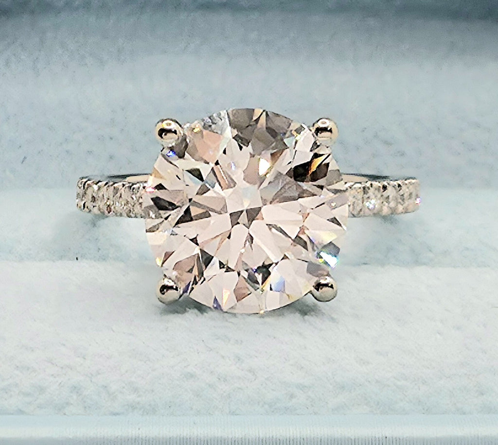 5.43 Ct E VS1 Round Lab Grown Diamond Engagement Ring 14k White IGI Certified