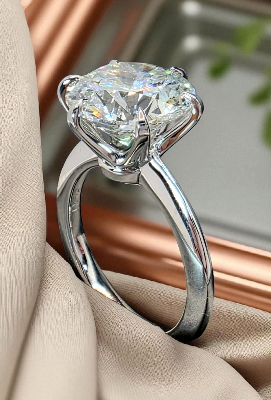 5.00 Ct F VVS2 Round Solitaire Platinum Lab Grown Diamond Ring IGI Certified