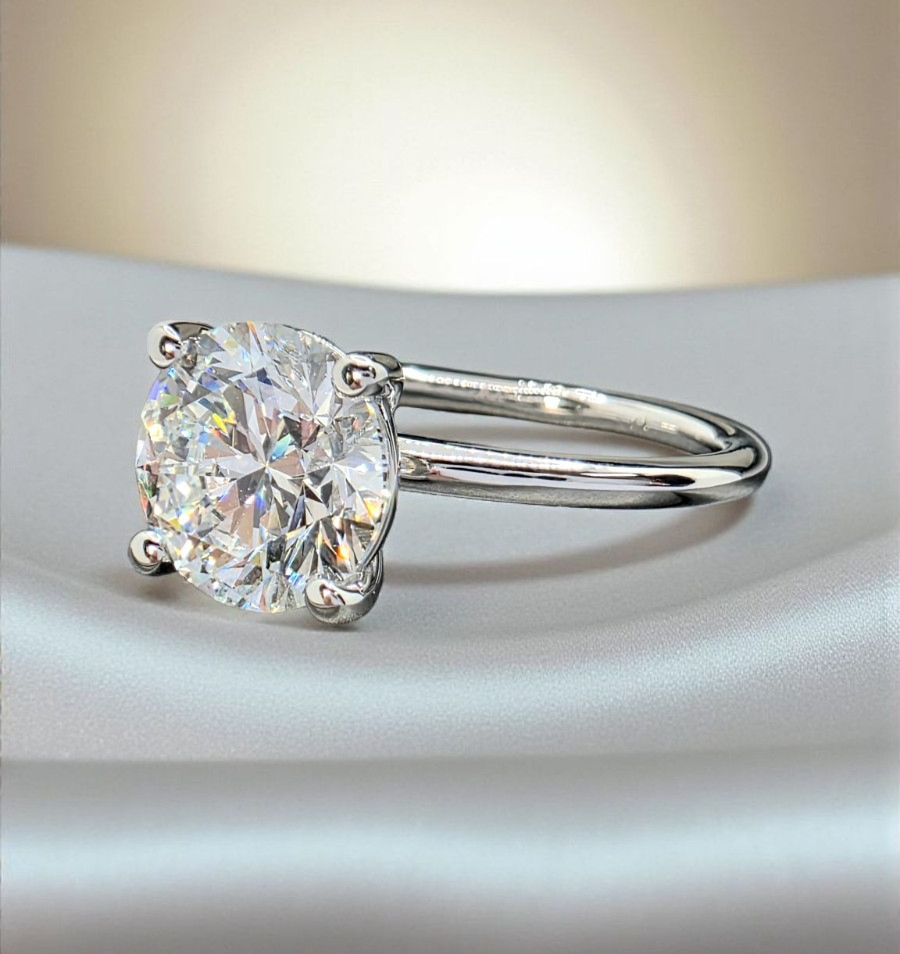 2.00 Ct F VS2 Round Lab Grown Diamond Engagement Ring 14k White Gold IGI Cert