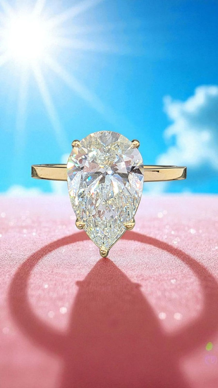 3.00 Ct D VS1 Pear Shaped Lab Grown Diamond Engagement Ring Set in 14k Gold