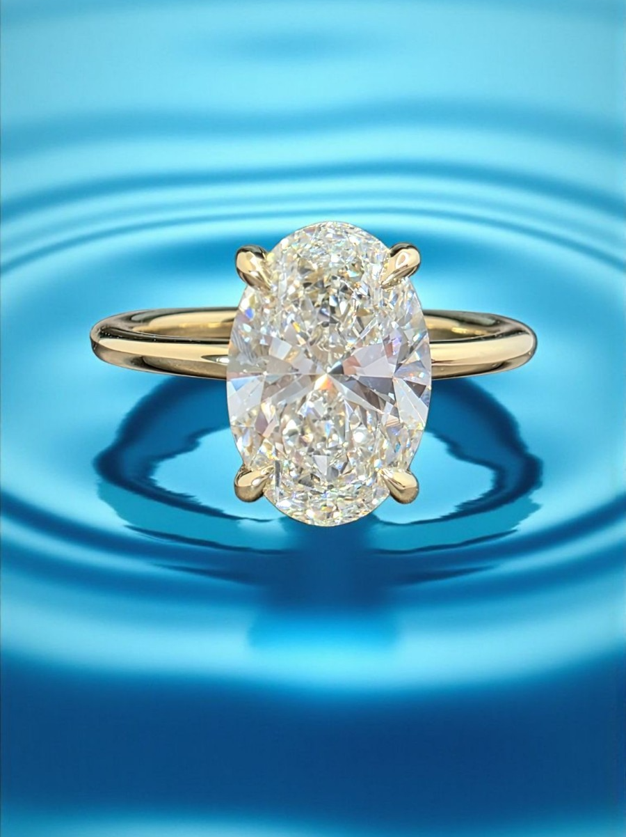 3.07 Carat D VS1 Oval Halo Lab Grown Diamond Ring 14k Yellow Gold IGI Certified