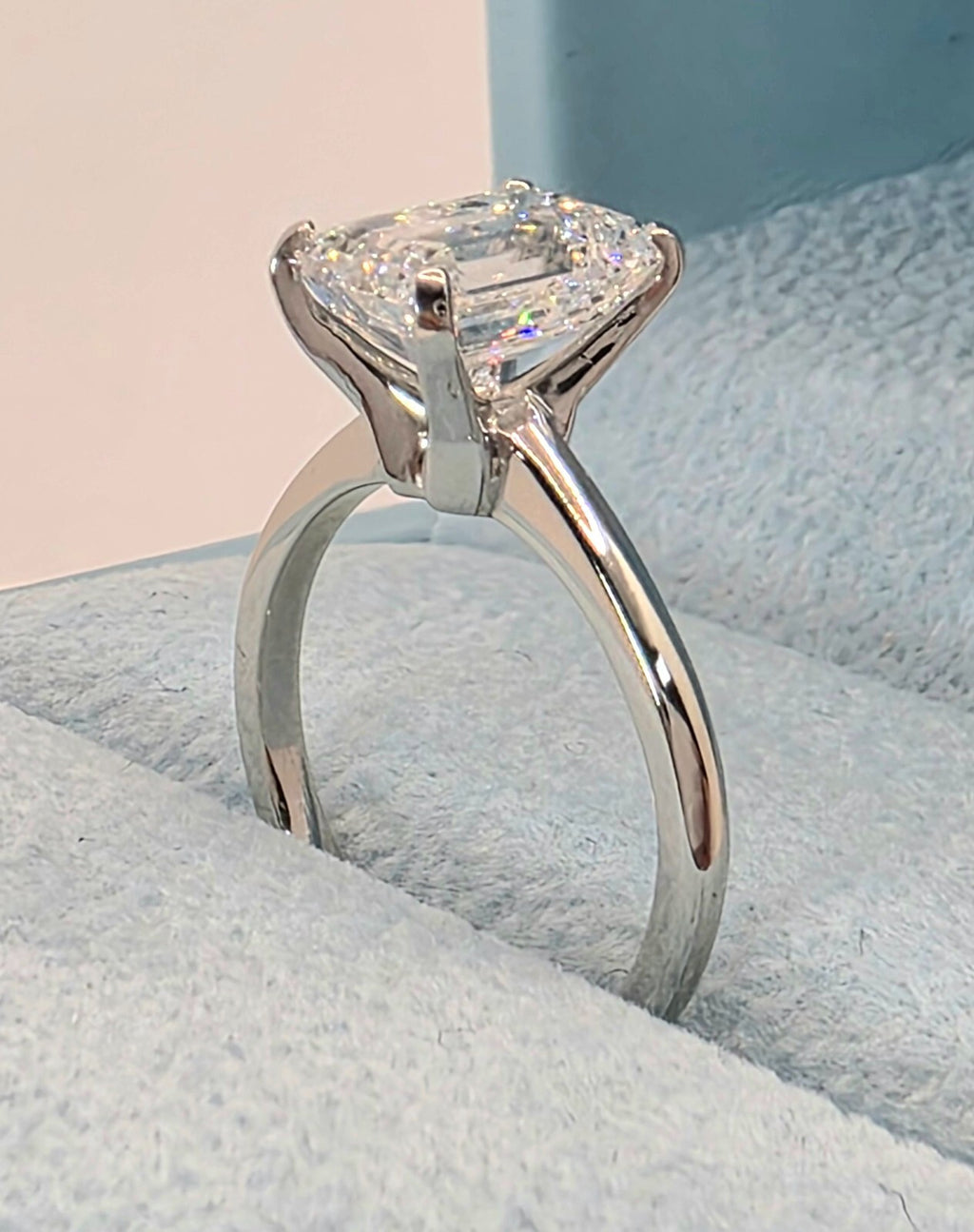 2.00 Carat E VS1 Emerald Cut Lab Grown Diamond Ring IGI Certified 14k White Gold